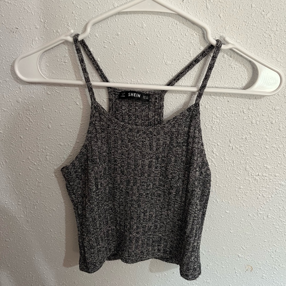 shein xs heather racer back tank top